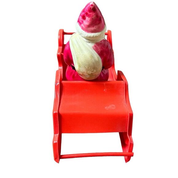 Vintage Early Celluloid 1940s 1950s Santa Claus and Red Sleigh - Picture 6 of 6